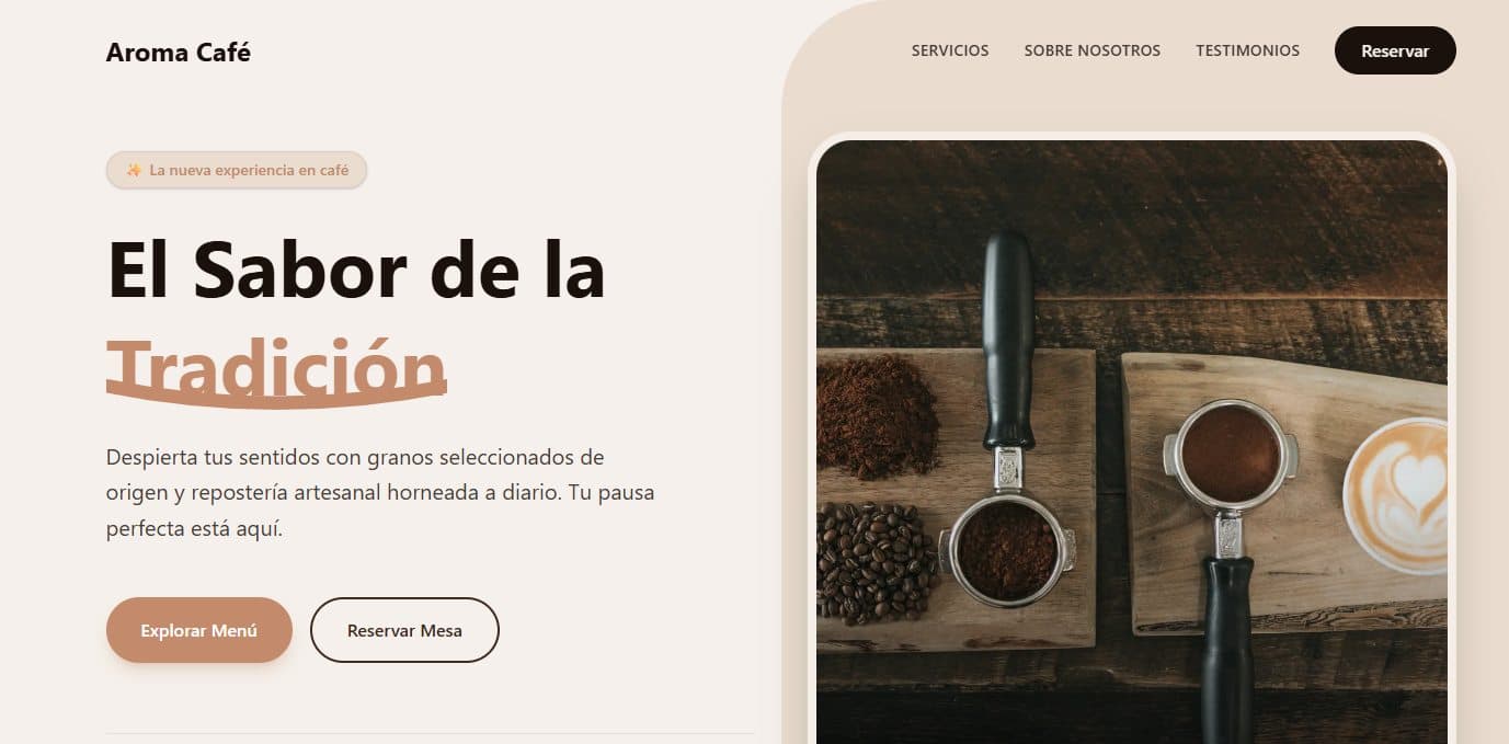 Demo de página web para Cafetería