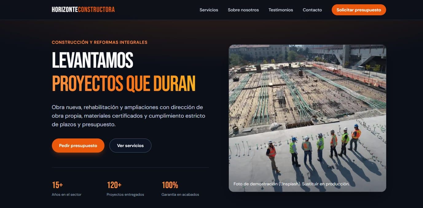 Demo de página web para Constructora